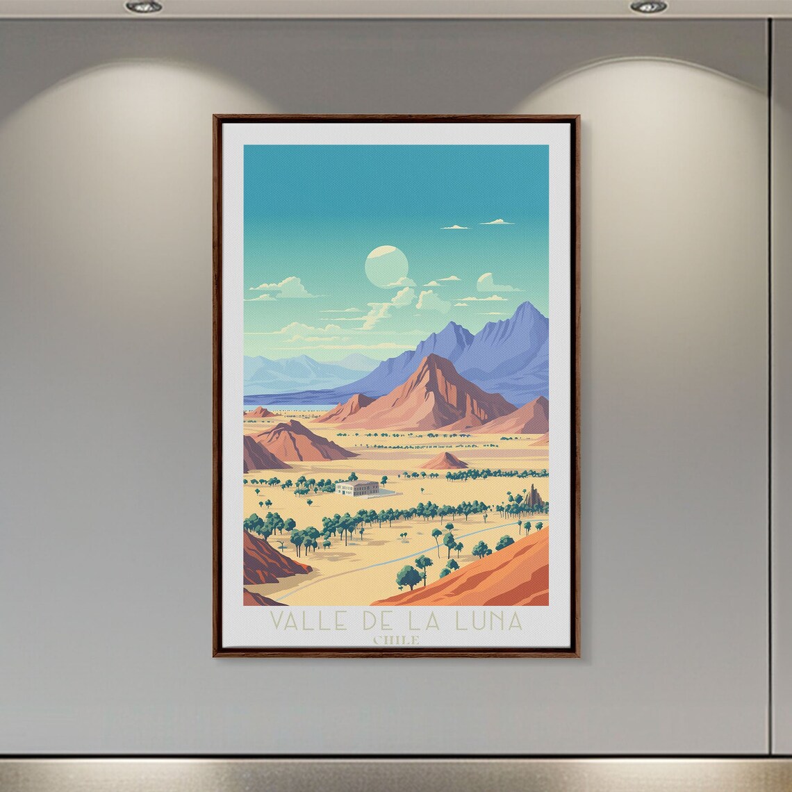 Valle de la Luna Chile Desert Moon Valley Red Rocks Blue Peaks Travel Poster - Image 2