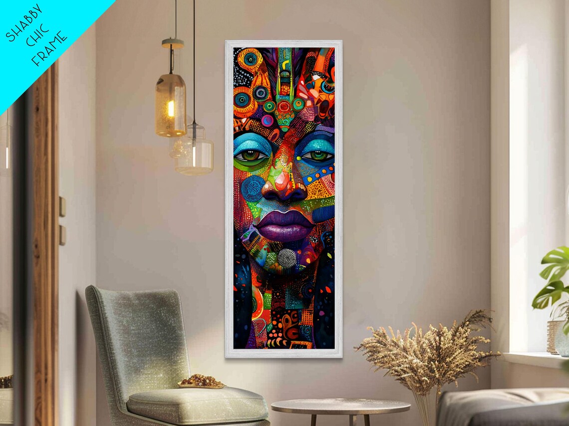 Vibrant Mosaic Woman Face Colorful Abstract Portrait Boho Wall Poster - Image 6