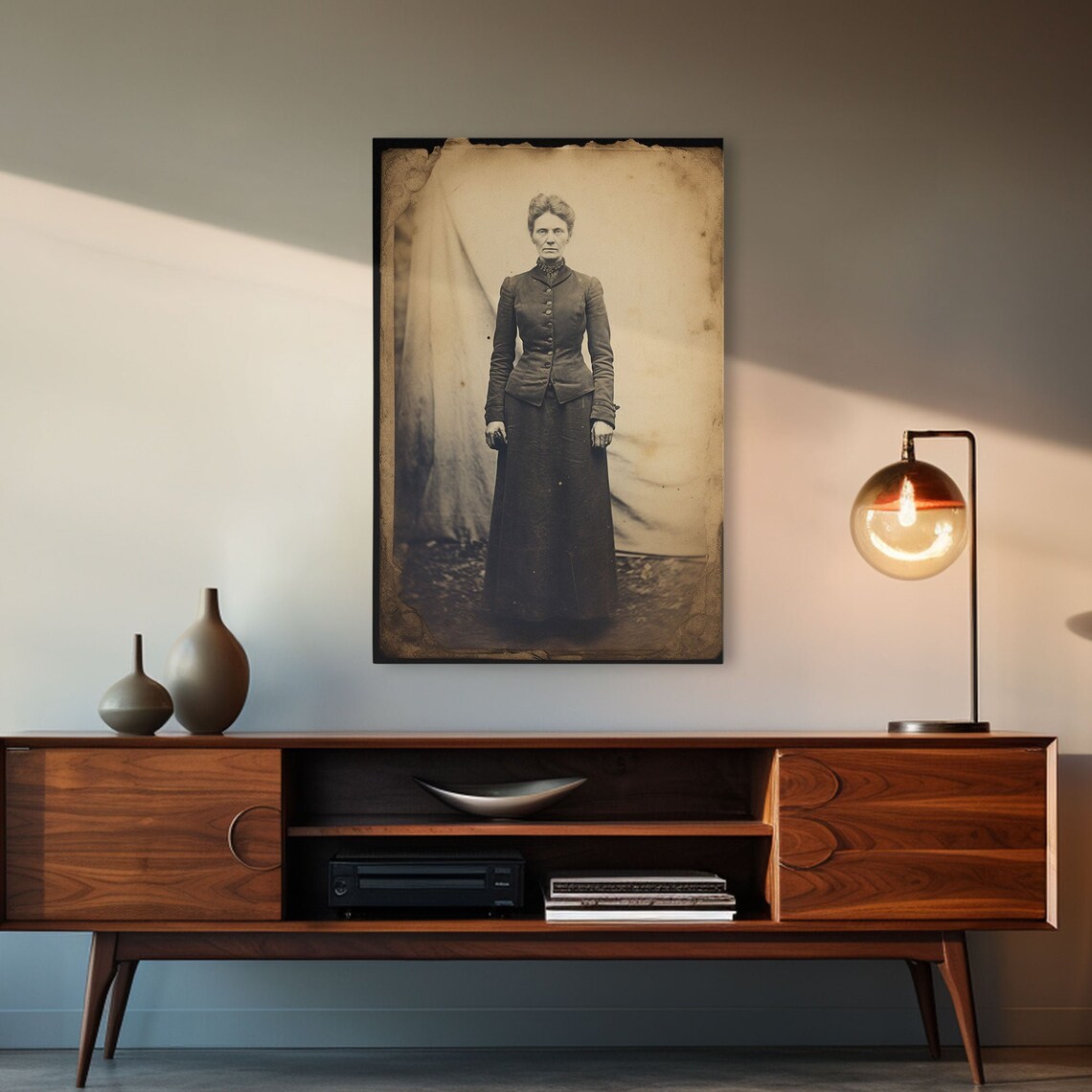 Victorian Woman Standing Sepia Antique Photograph Vintage Portrait Poster - Image 4