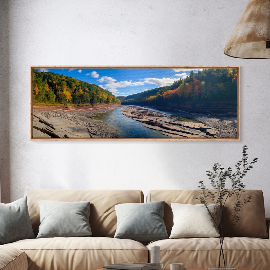 Letchworth State Park Autumn River Gorge Rocky Banks Panoramic Poster - Image 4