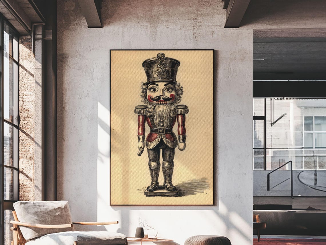 Vintage Nutcracker Soldier Full Body Sketch Christmas Holiday Poster - Image 6