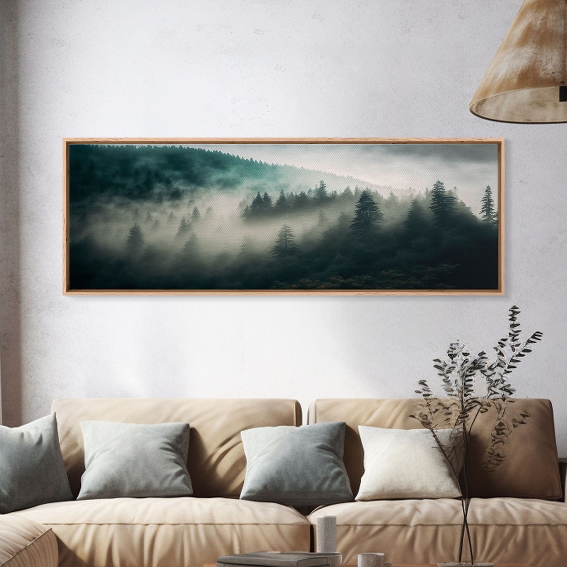 Misty Forest Foggy Pine Mountains Moody Panoramic Nature Poster