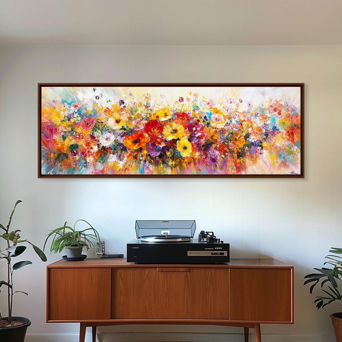Vibrant Wildflower Meadow Bloom Panoramic Oil Painting Art Poster - Image 5