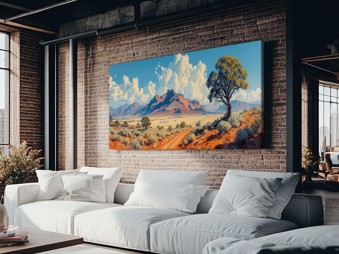 Southwestern Desert Mountains Red Rock Pueblo Landscape Poster - Image 3
