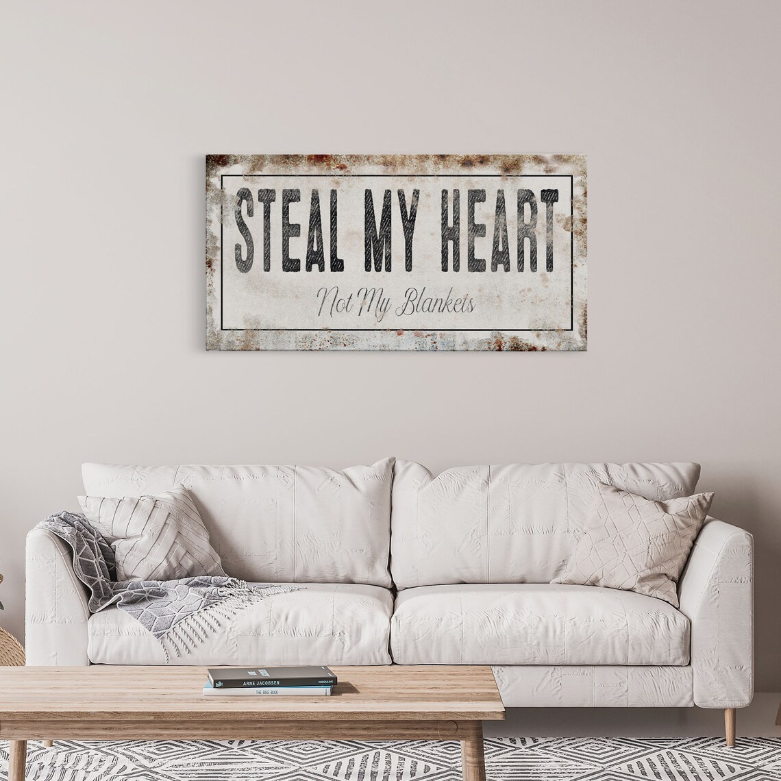 Steal My Heart Not My Blankets Rustic Farmhouse Bedroom Sign Wall Art - Image 6