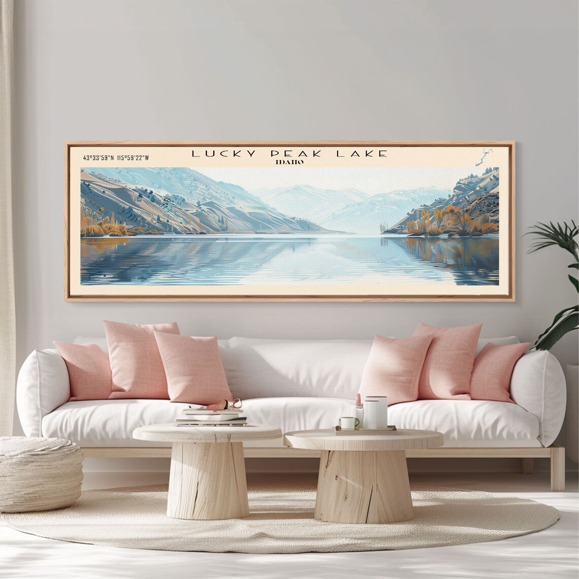 Lucky Peak Lake Idaho Travel Poster, Lake House Decor