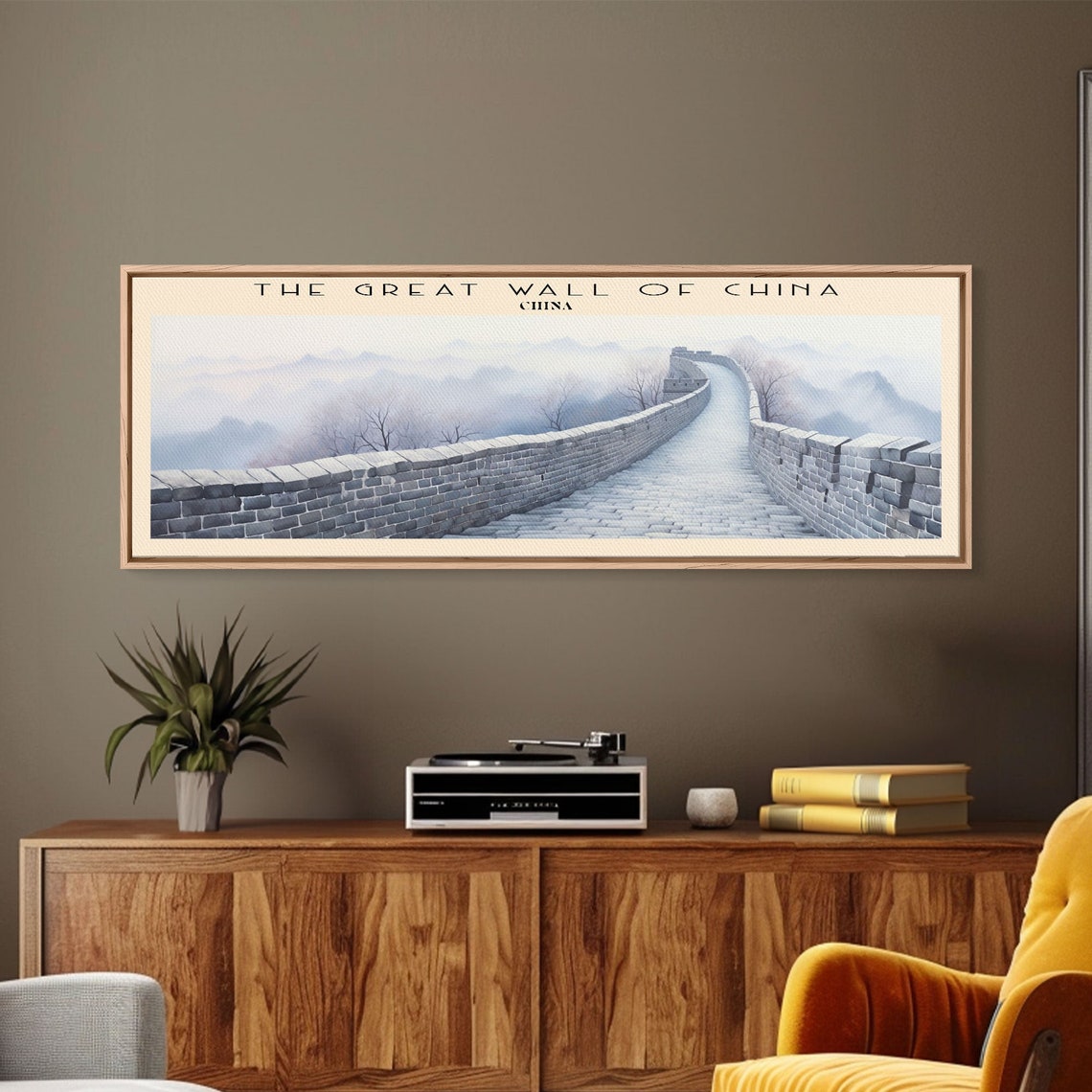 Great Wall of China Misty Mountain Ramparts Panoramic Travel Poster