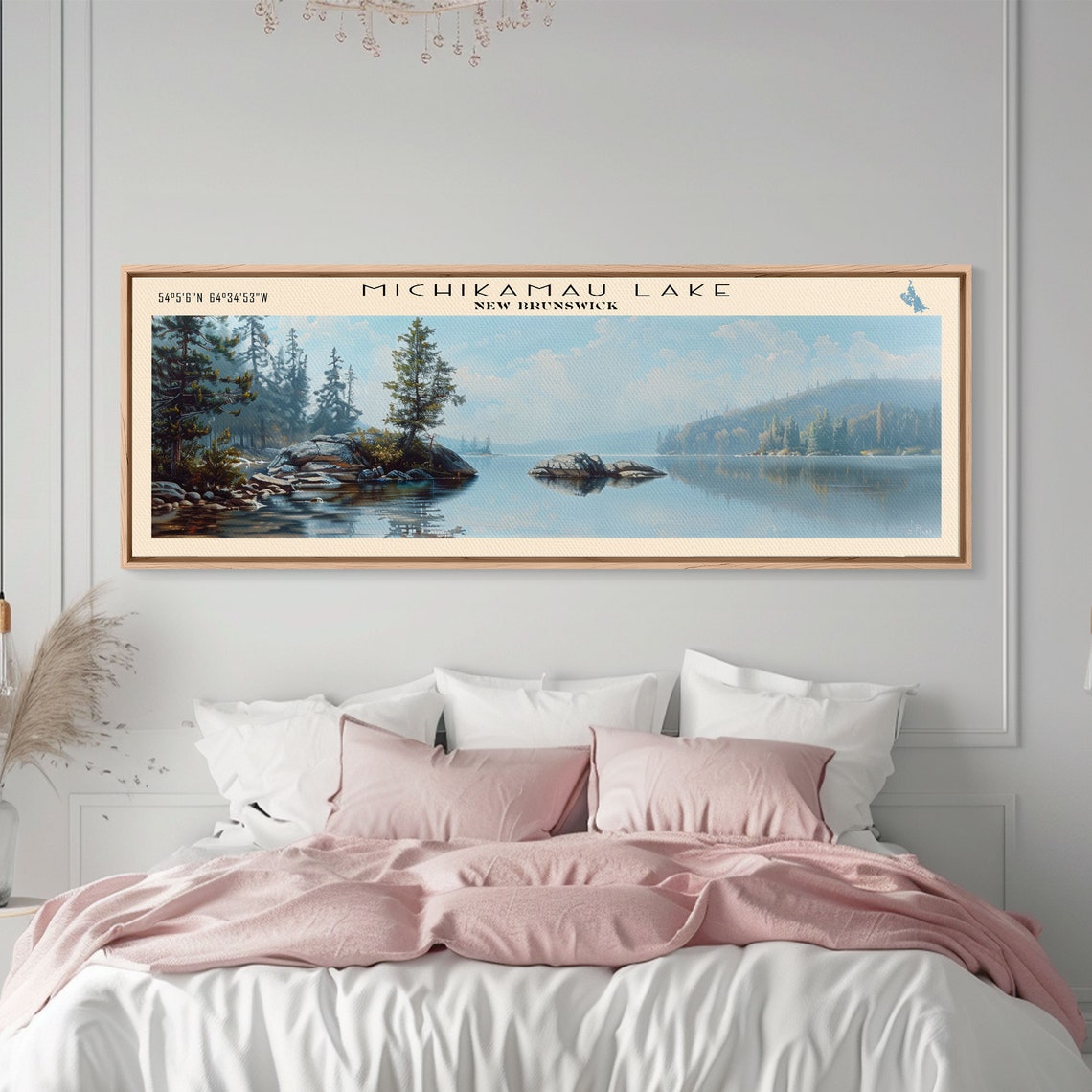 Michikamau Lake New Brunswick Rocky Islands Calm Water Travel Poster - Image 5