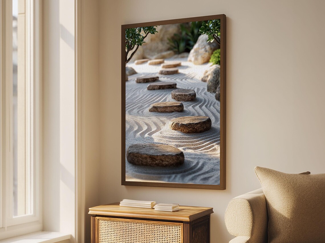 Zen Garden Path, Minimalist Wabi Sabi Art Print - Image 2