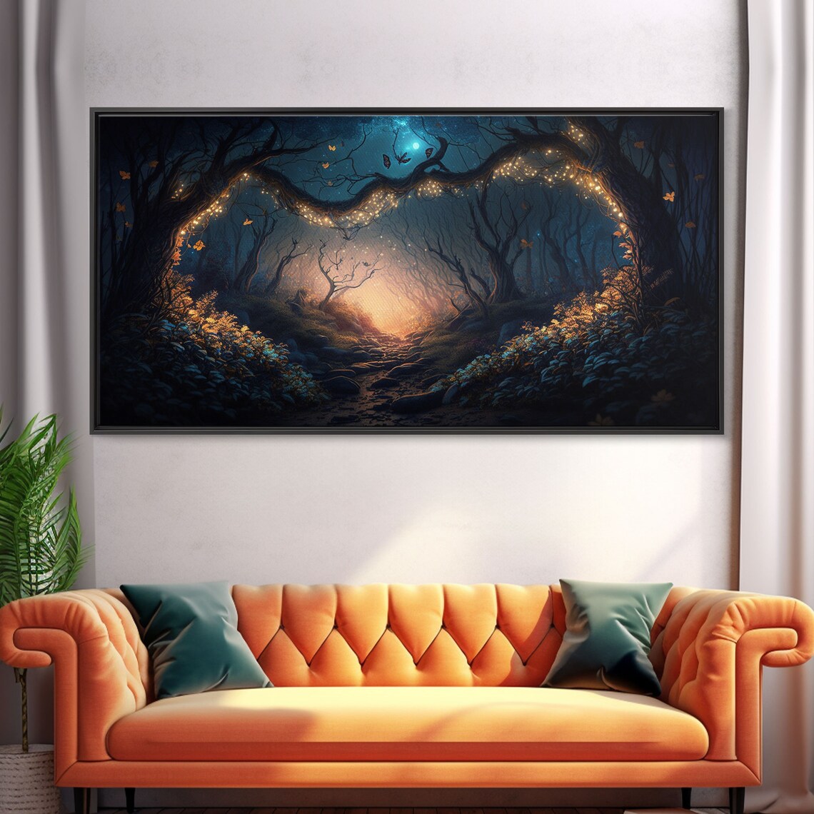 Wreath Of Fireflies Fantasy Art, Moonlit Forest Floor - Image 5