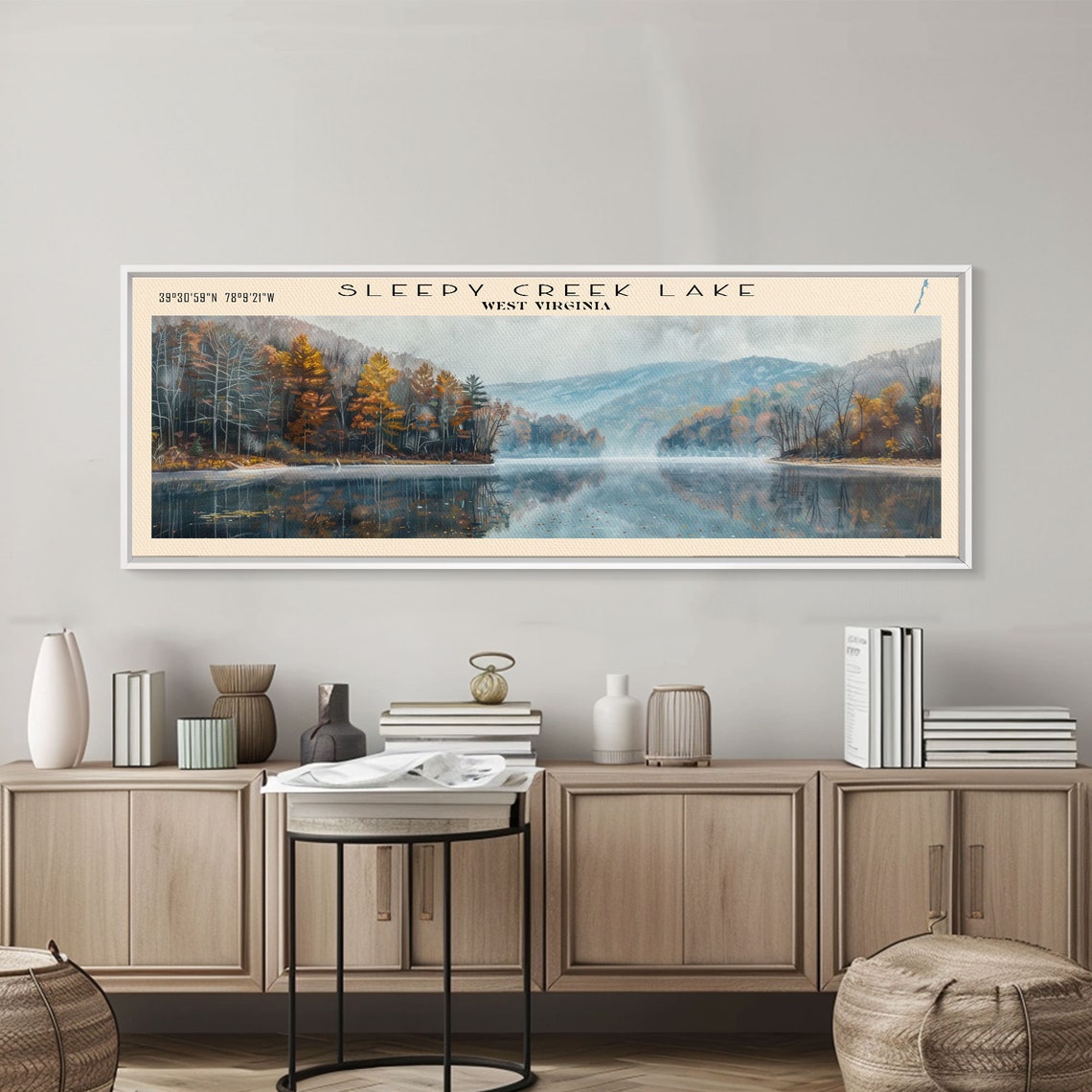 Sleepy Creek Lake West Virginia Autumn Forest Reflection Travel Poster - Image 2