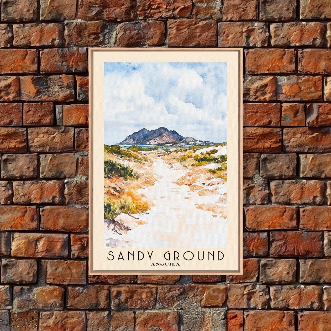 Sandy Ground Anguilla White Dune Path Distant Mountain Island Poster - Image 4