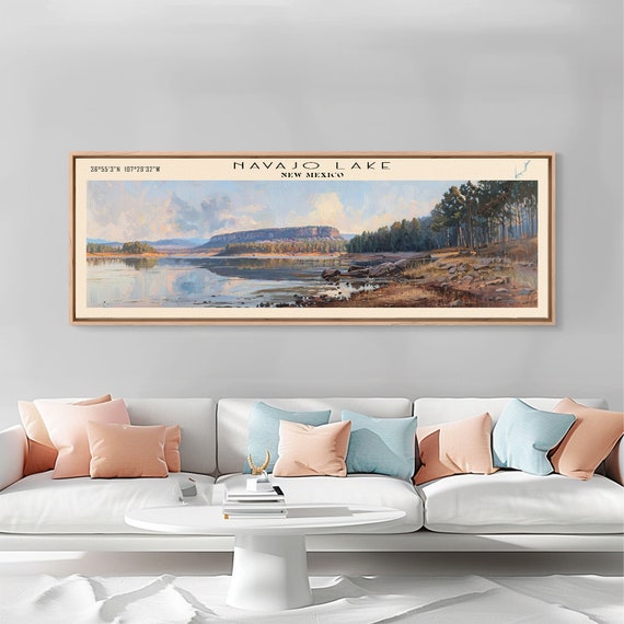 Navajo Lake New Mexico Framed Print Lake House Decor Panoramic Wall Art Travel Poster Landscape Painting Bedroom Decor