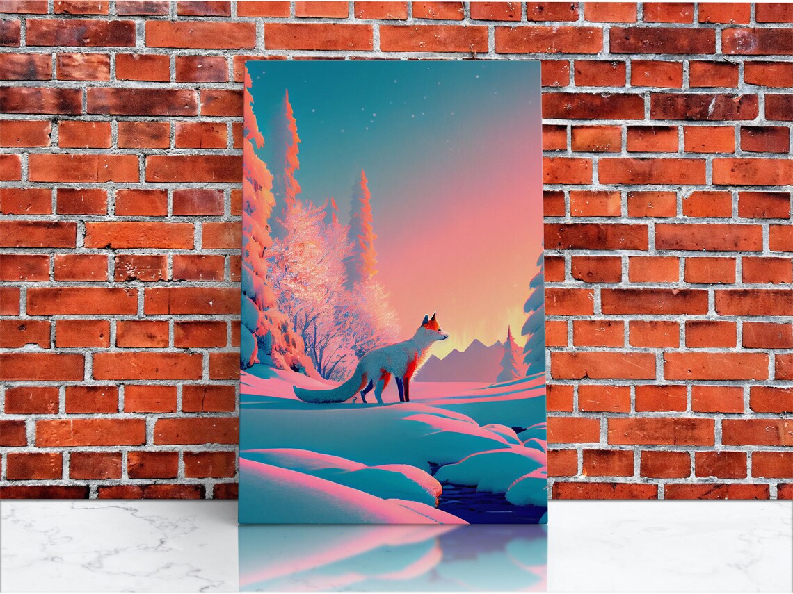 Cute Arctic Fox In The Snow, Animal Art Print - Image 3