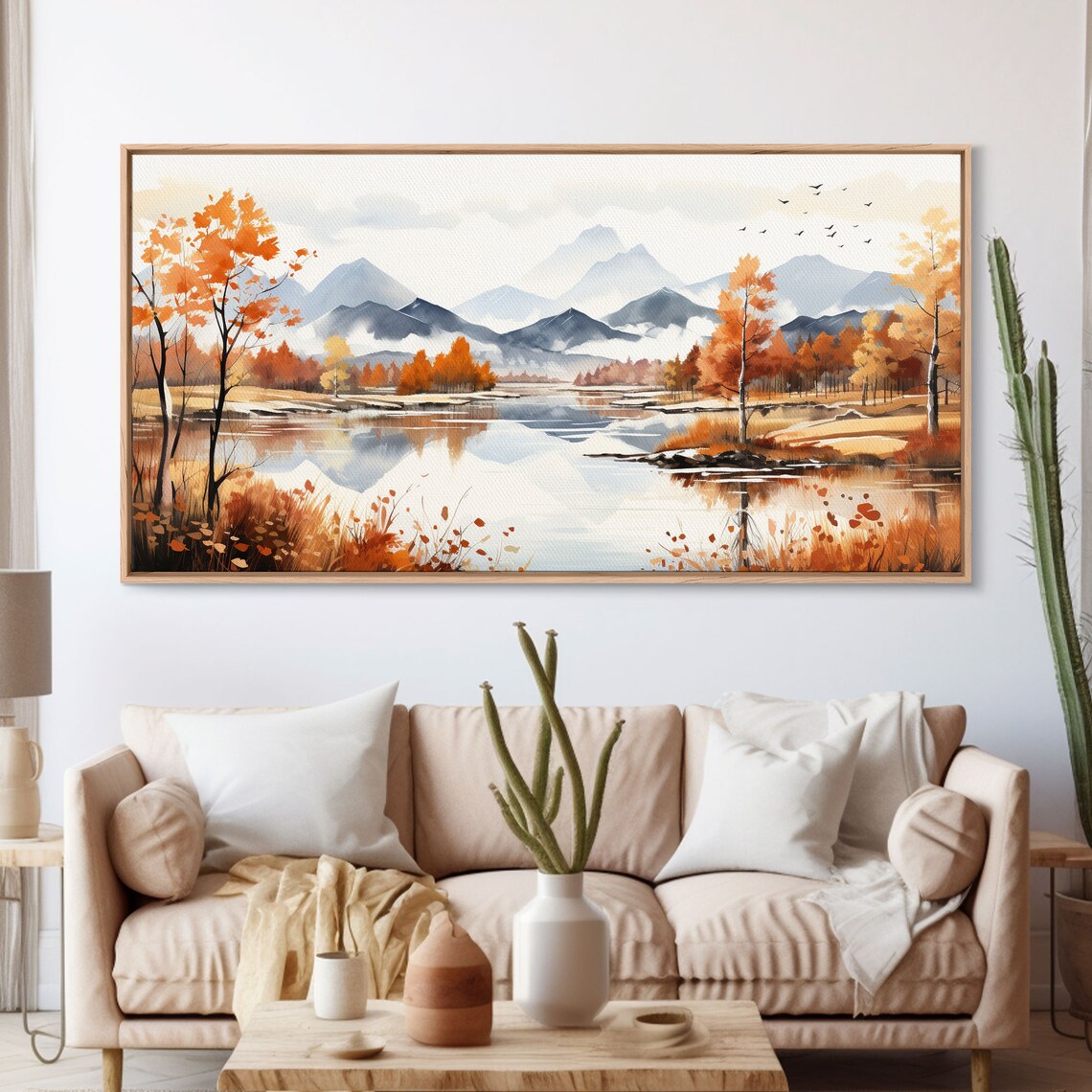 Mountain Valley Watercolor Art Print, Rolling Hills - Image 3