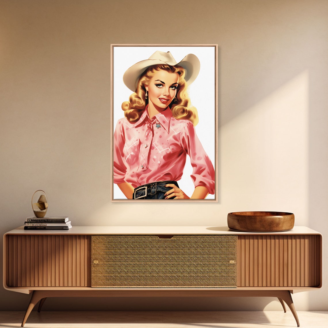 The Pink Cowgirl Wild Western Decor Framed Art Cow Girl Print Preppy Dorm Room Decor Boho Farmhouse Wall Art Girly Art - Image 3