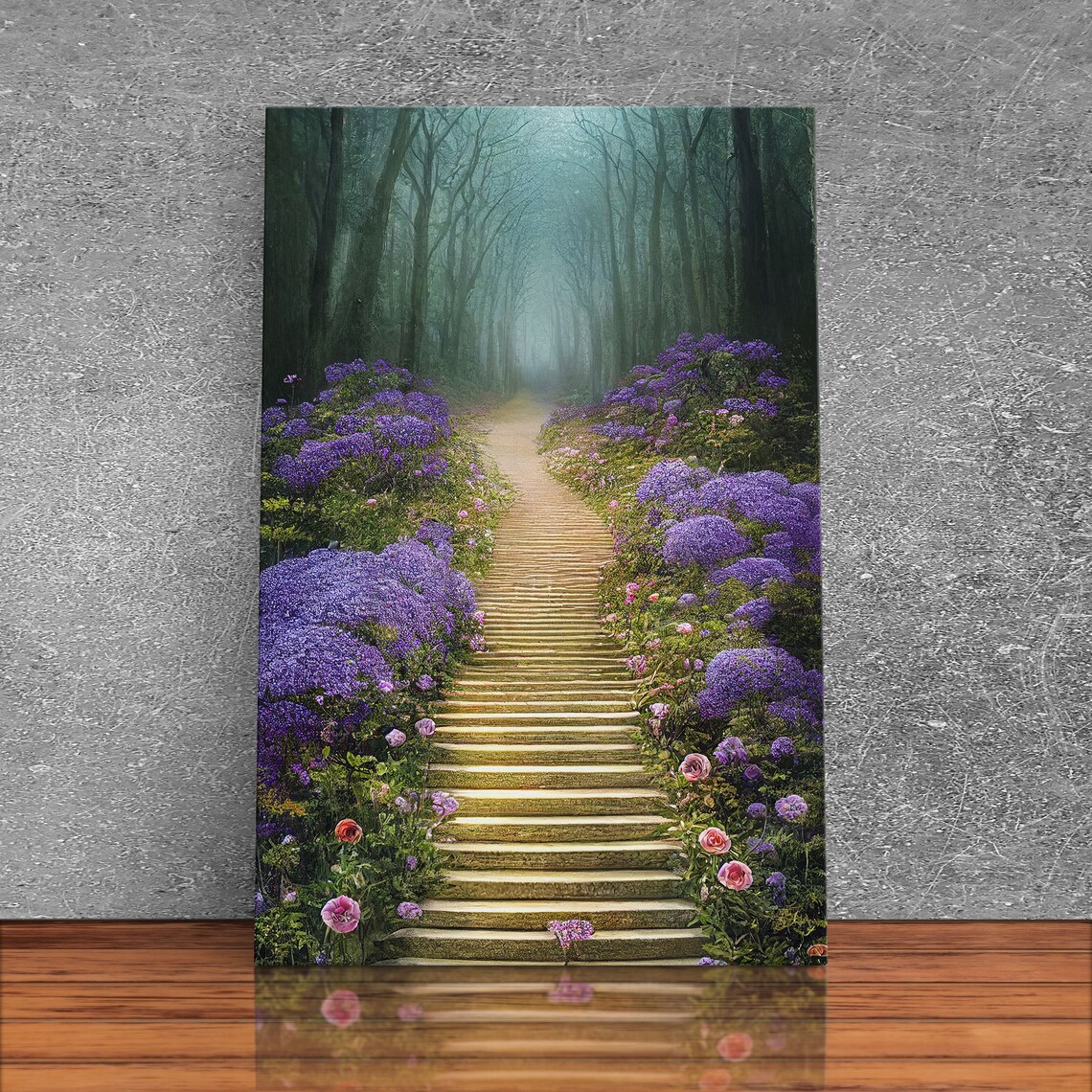 Lavender Stairs to the Haunted Forest Fantasy Art Print - Image 3
