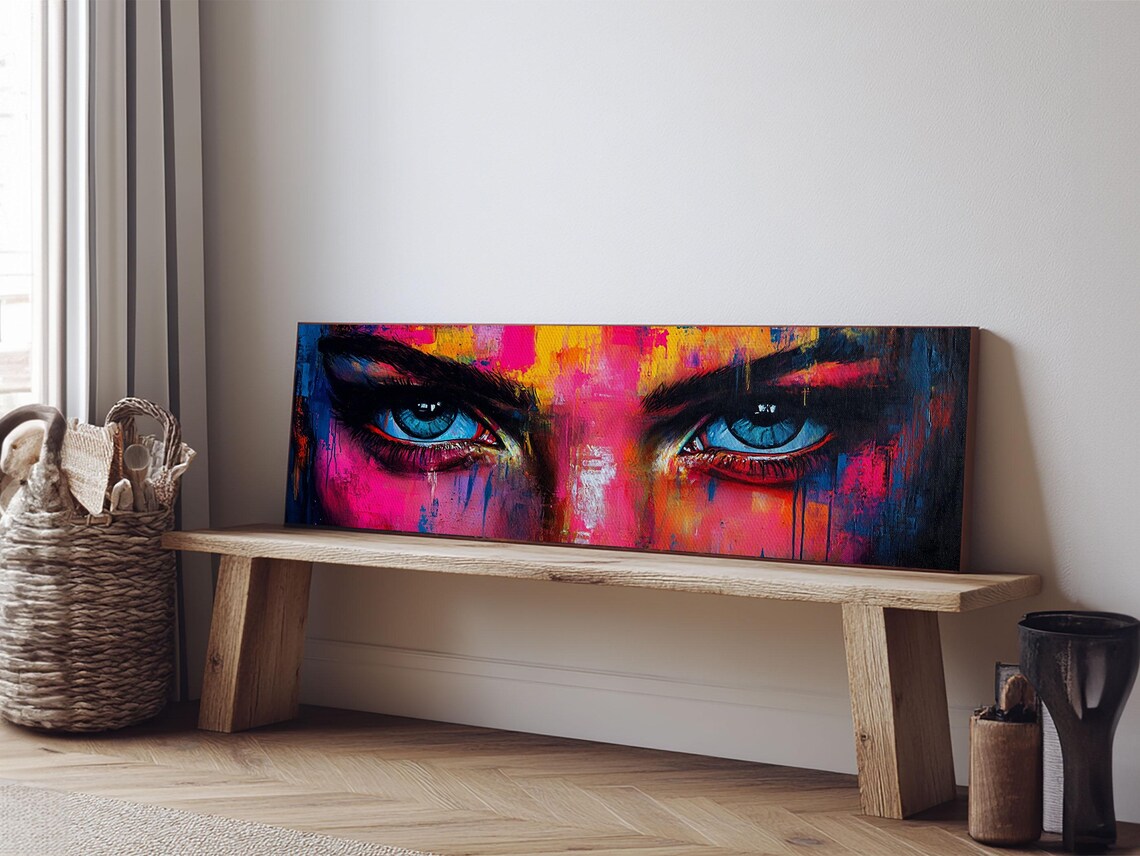 Vibrant Eyes Abstract Print Modern Whimsical Wall Art Colorful Art Gift Idea Bedroom Boho Artistic Expression Decor