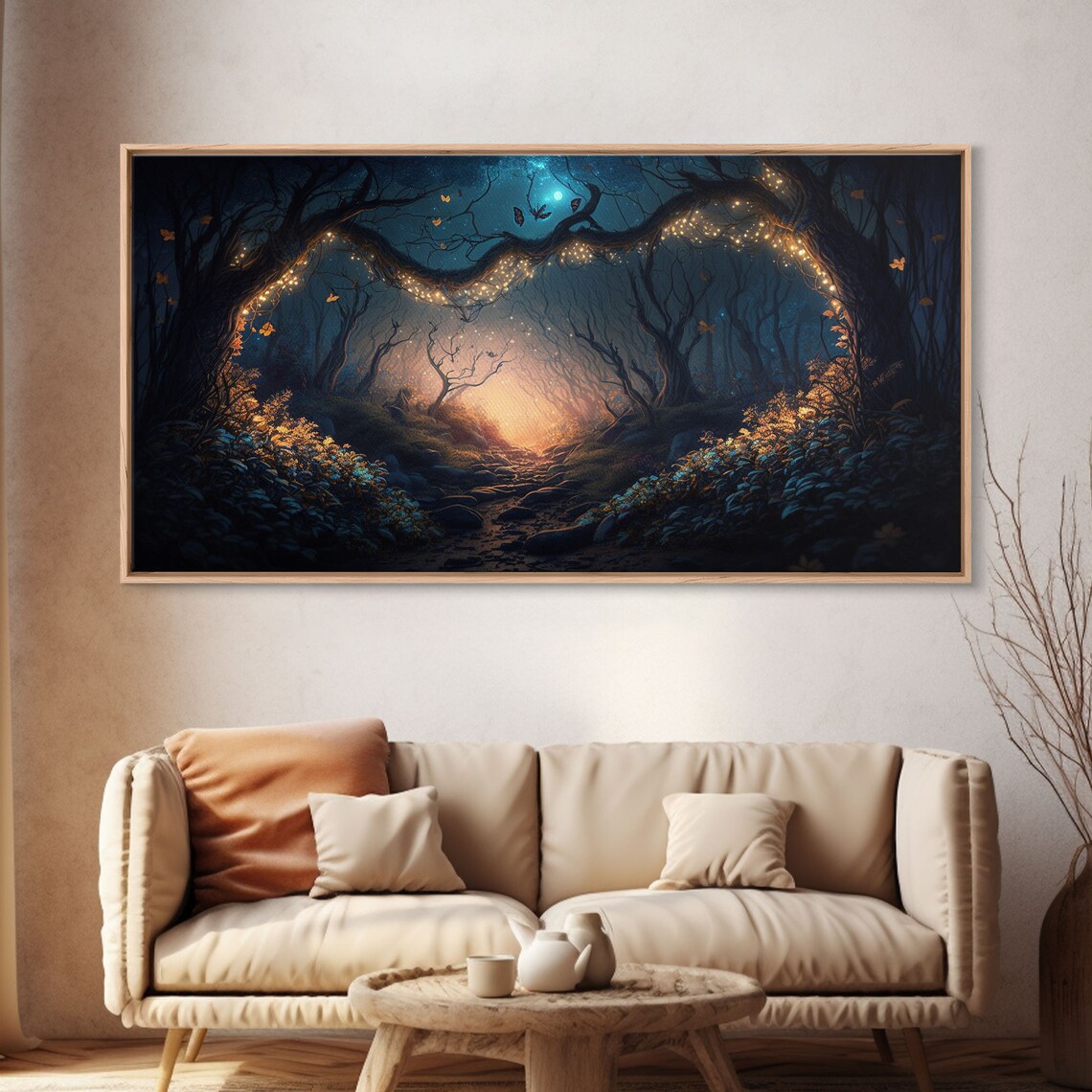 Wreath Of Fireflies Fantasy Art, Moonlit Forest Floor - Image 4