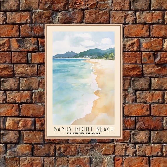 Sandy Point Beach Us Virgin Islands Watercolor Print Vacation Gift Wall Art Beach Painting Beach Decor Beach Or Lakehouse Art
