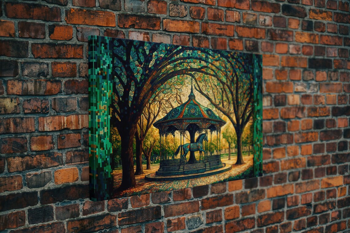 Vintage Carousel Stained Glass Style Art Print - Image 5