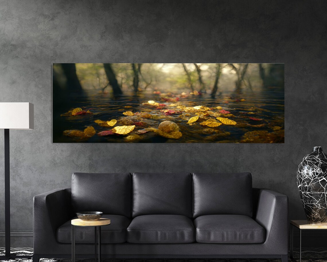 Wet Leaves Stream Forest Autumn Wall Art Print - Image 3