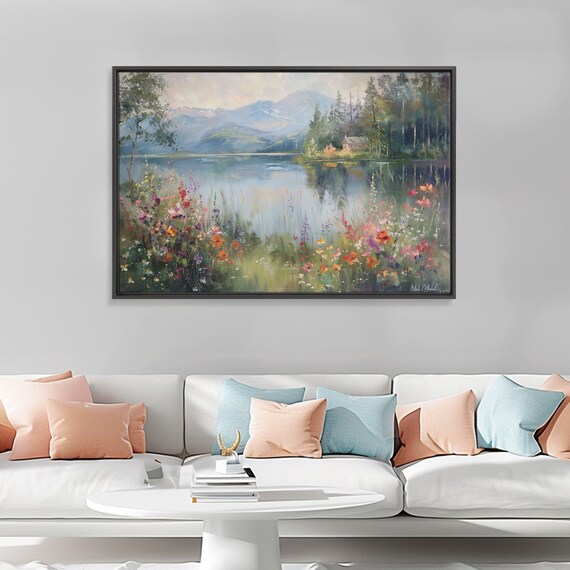 Summer At The Lake Art Print, Lakehouse Decor