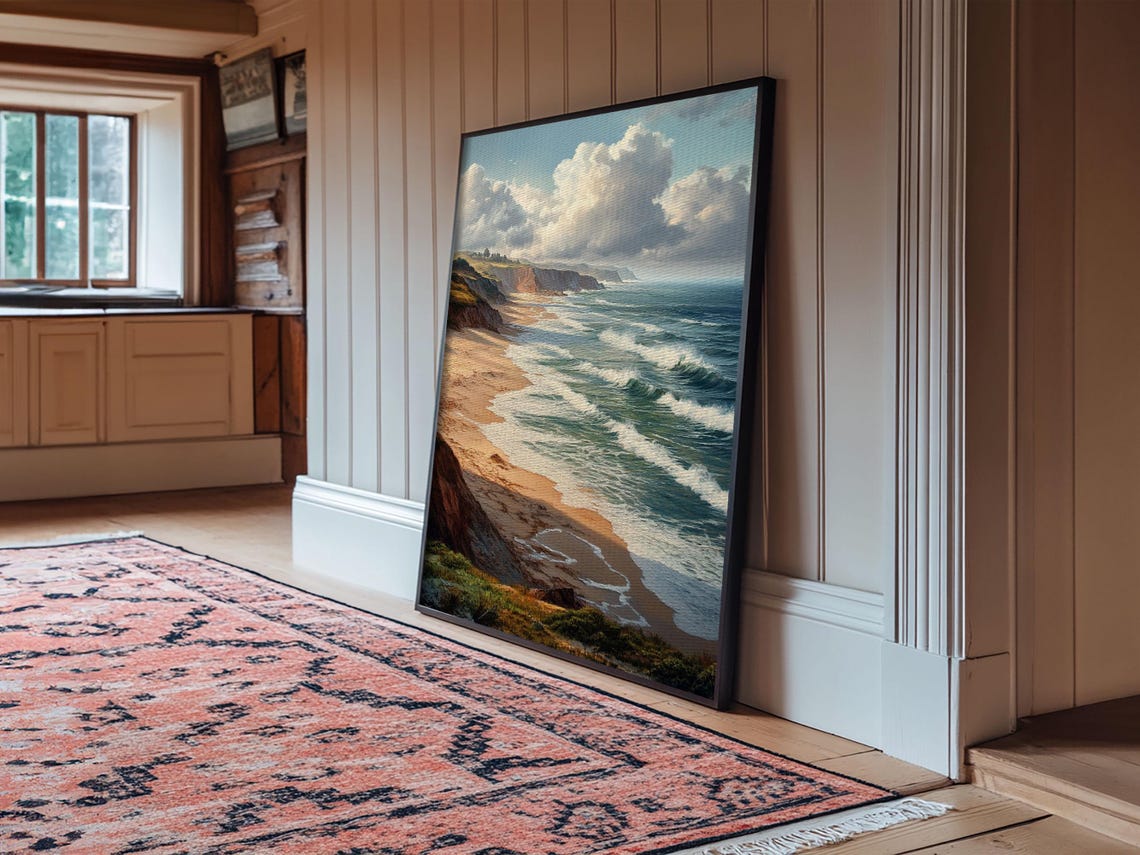 Coastal Cliff Seascape Beach Waves Ocean Landscape Travel Poster - Image 2