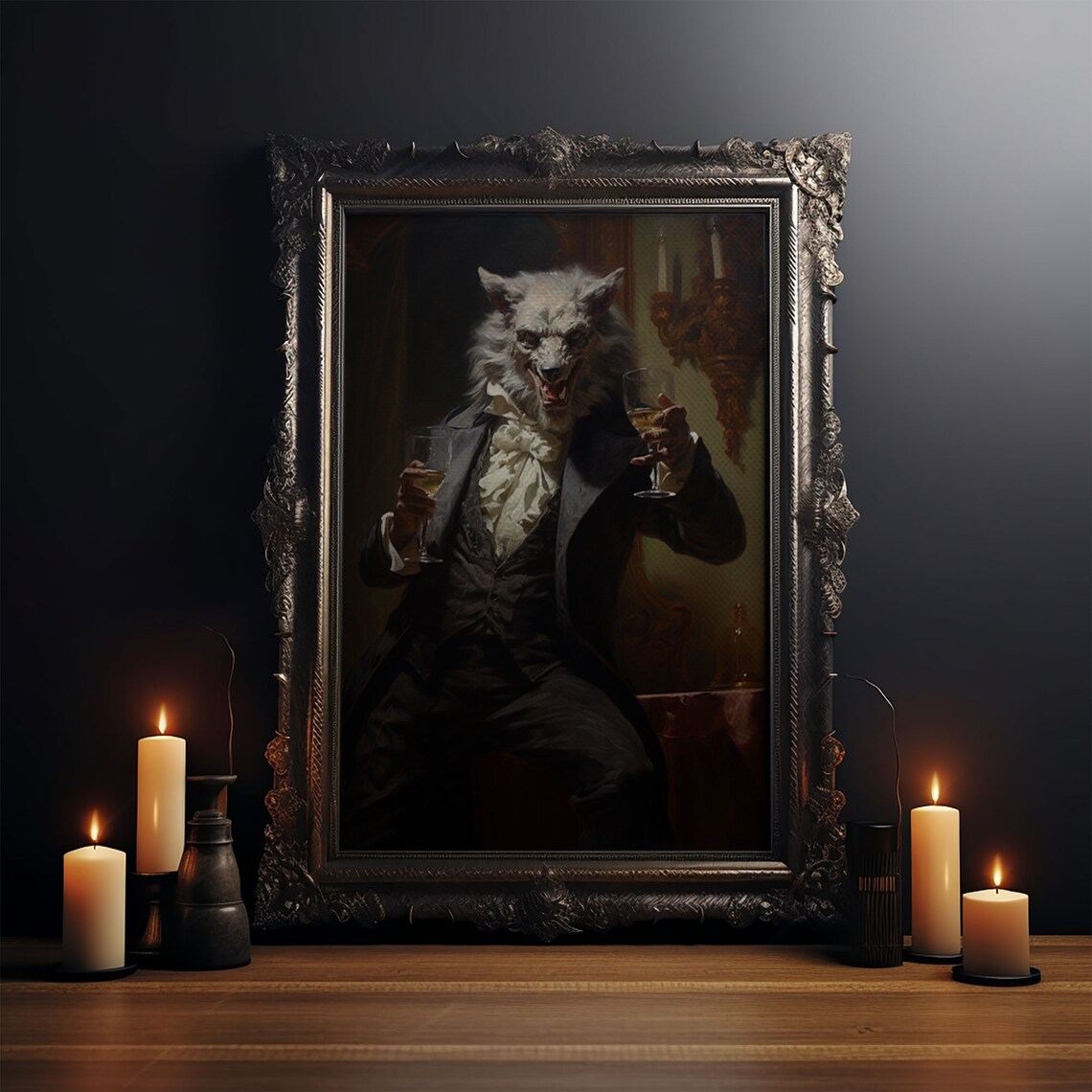Vintage Werewolf Halloween Art Print, Gothic Victorian - Image 3