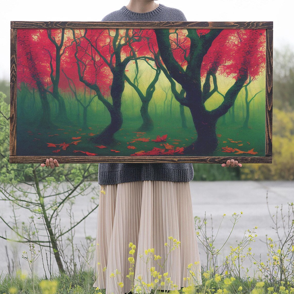 Japanese Maple Forest, Nature Landscape Art Print - Image 2