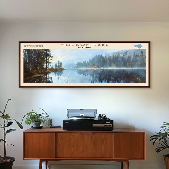 Molson Lake Framed Print Lake House Decor Panoramic Wall Art Travel Poster Scenic Landscape Painting Contemporary Art