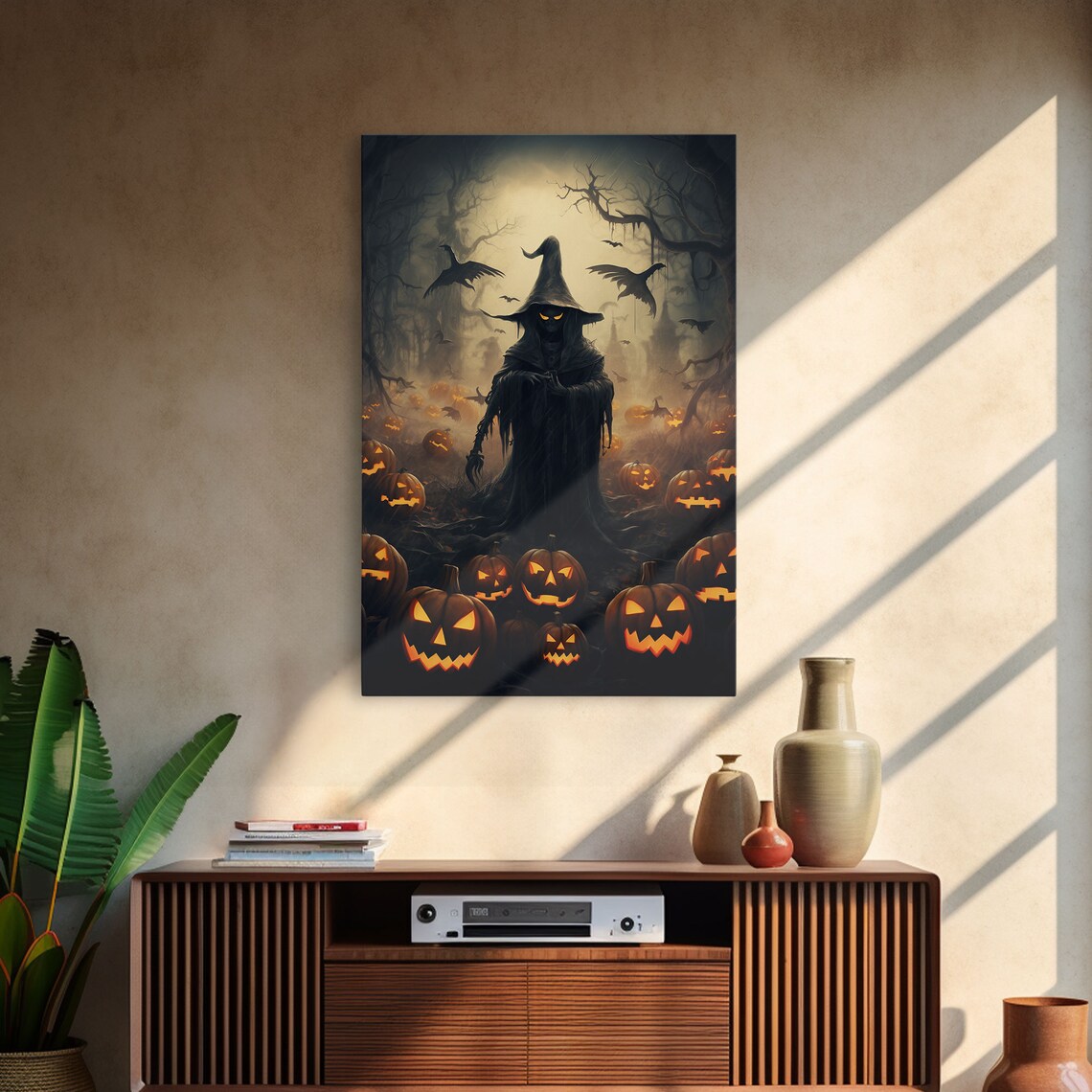 Scarecrow and Jack O'Lantern Field, Halloween Art Print - Image 5