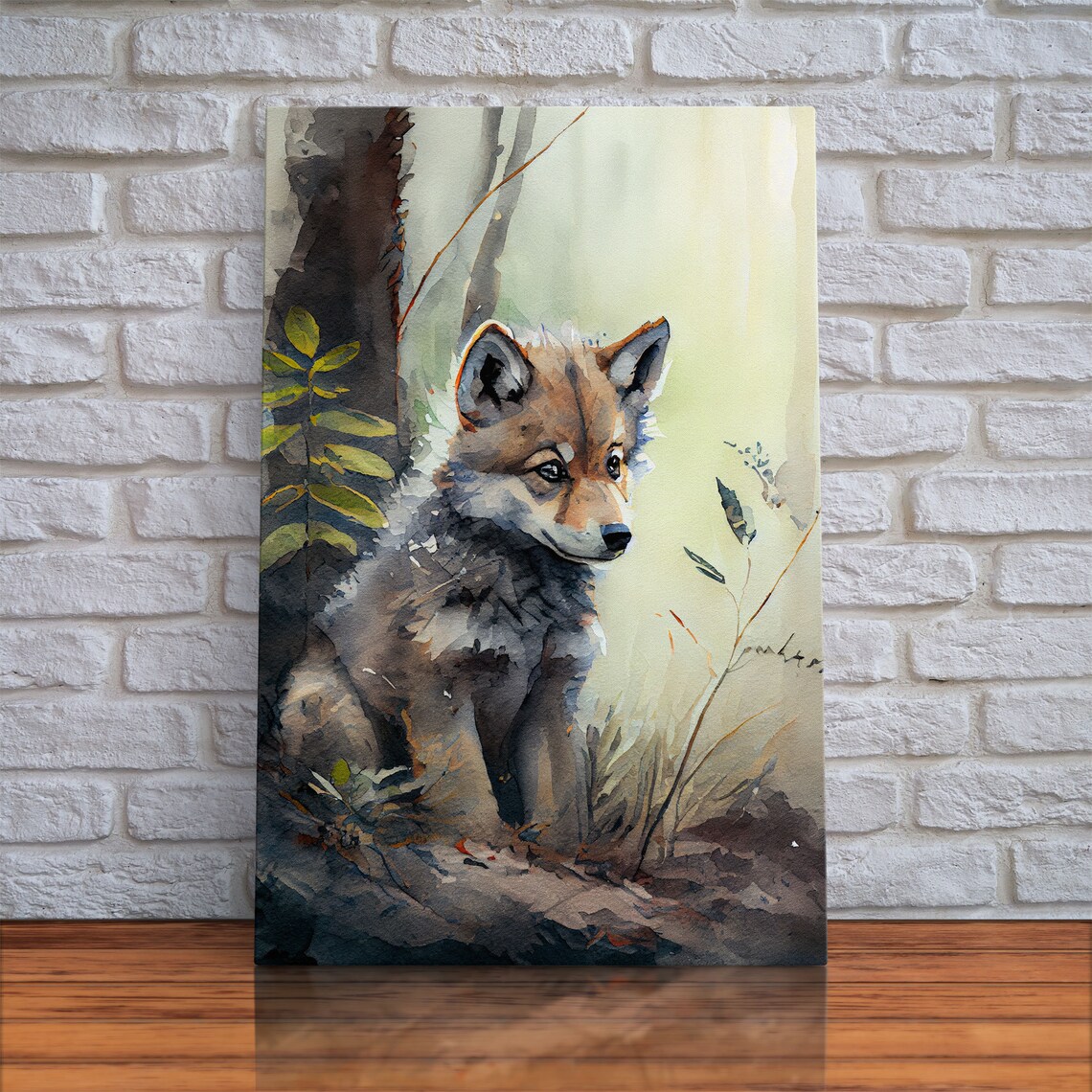 Watercolor Wolf Pup Art Print, Animal Wildlife - Image 5