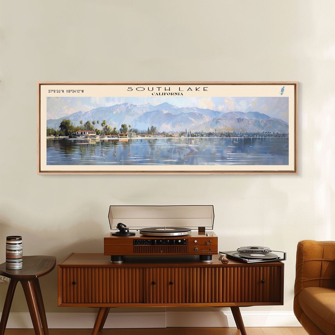 South Lake California Panoramic Lakeside Town Mountain View Poster - Image 2