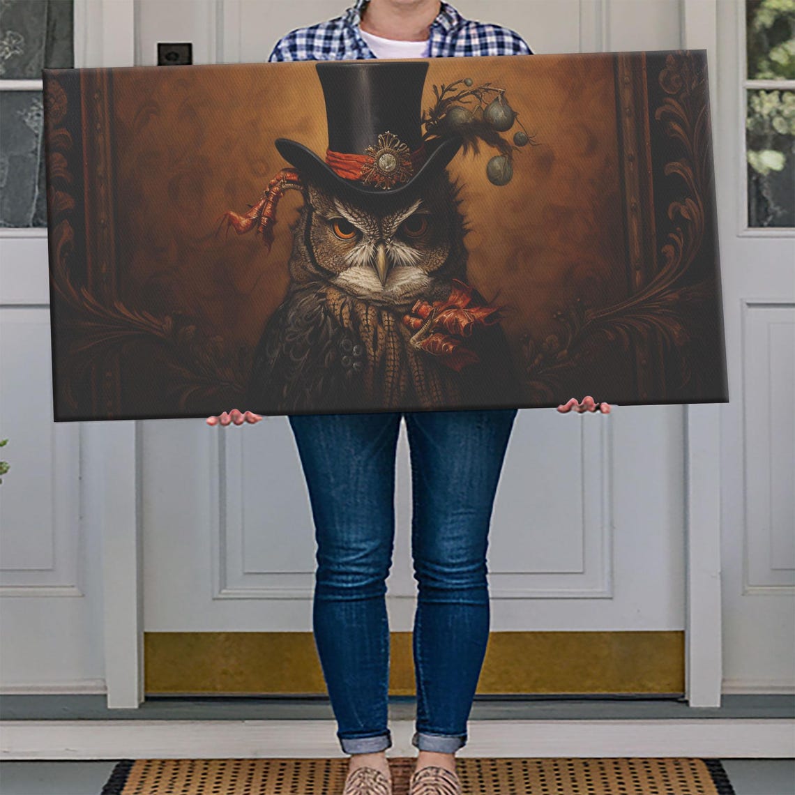 Gothic Owl in Top Hat Victorian Portrait Spooky Bird Halloween Poster - Image 4