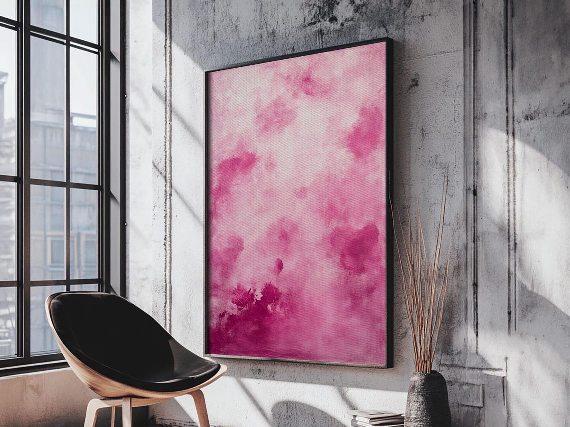 Abstract Pink Clouds Soft Watercolor Dreamy Blush Sky Art Print - Image 5