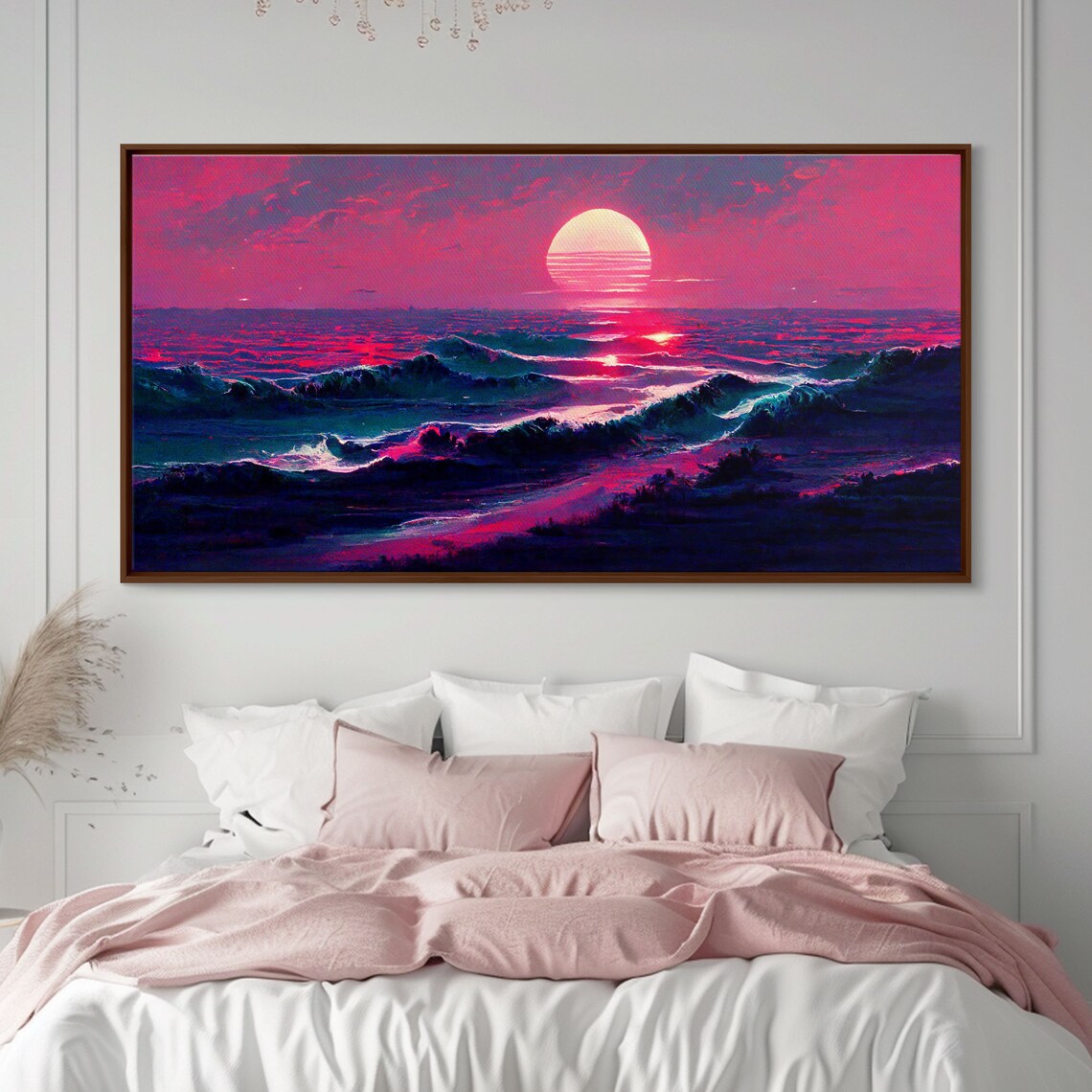 Synth Wave Ocean Sunset, Outrun Style Art Print - Image 5