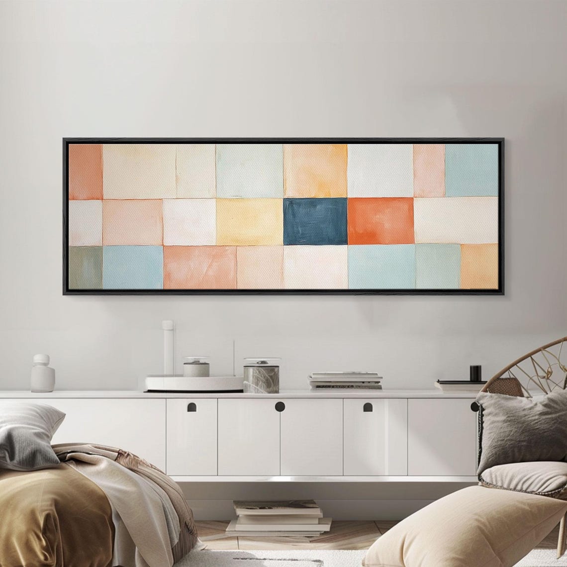 Modern Abstract Framed Minimalist Mid Century Modern Wall Art Large Horizontal Ultra Wide Framed Mcm Art - Image 4