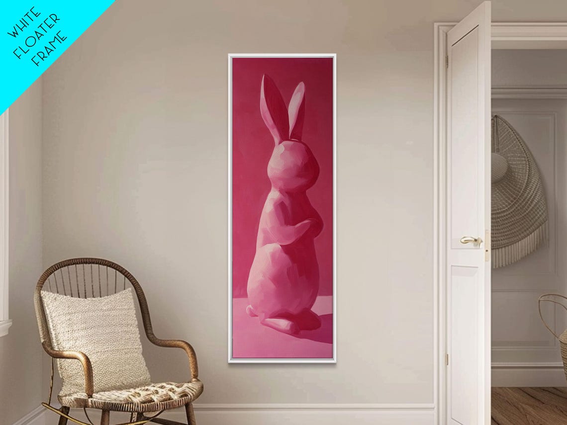 Abstract Painting Print Of A Bunny Rabbit Pink Wall Art Preppy Wall Art Gift For Her Girls Room Wall Art Rabbit Painting Girl Art - Image 4
