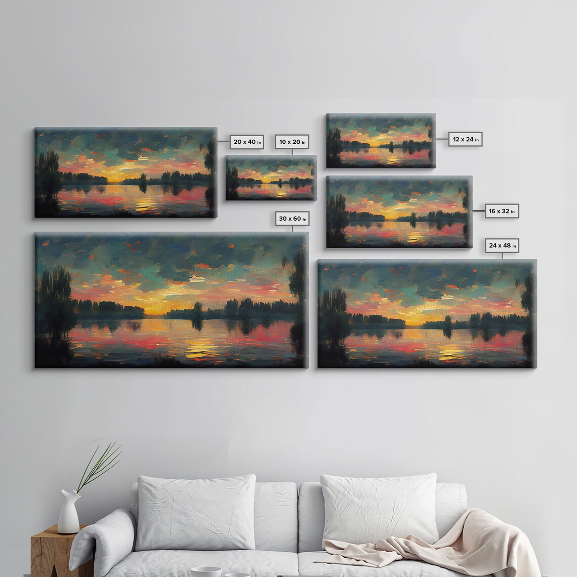 Lakehouse Watercolor Art Print, Sunset on the Lake - Image 2