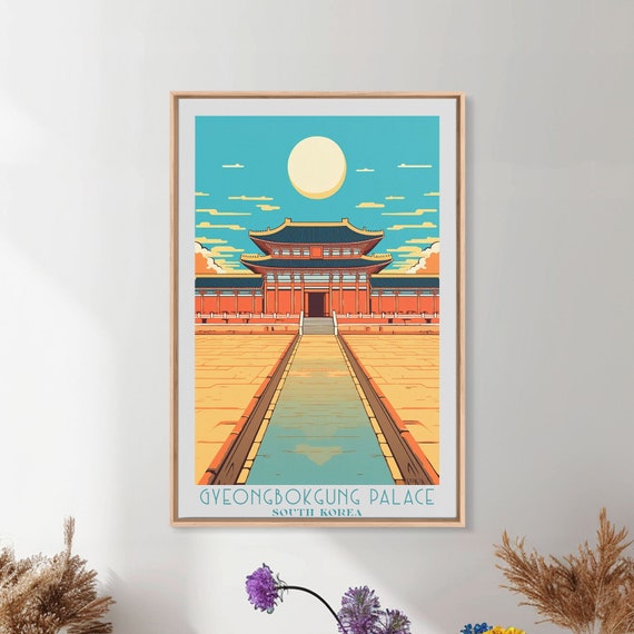 Gyeongbokgung Palace Travel Print Wall Art Original Travel Poster Retro Style Home Decor Wall Hanging Travel Gift Idea