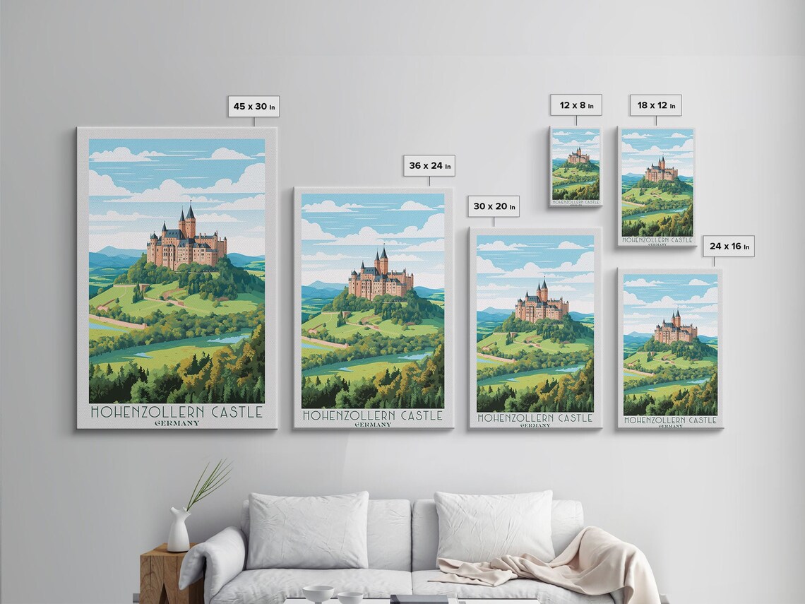Hohenzollern Castle Germany Hilltop Fortress Green Valley Retro Poster - Image 2