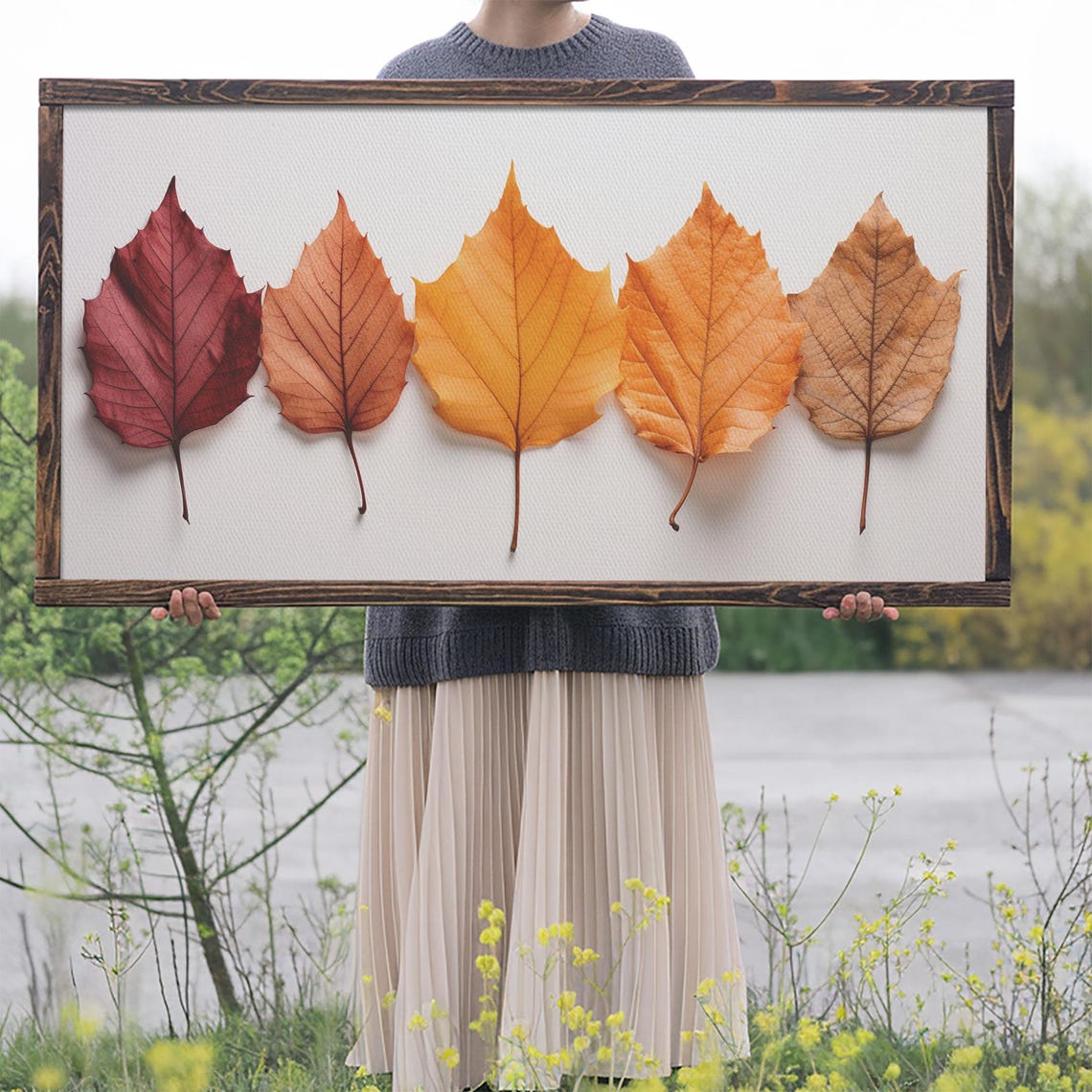 Autumn Leaf Color Gradient Study Crimson To Amber Botanical Art Poster - Image 2