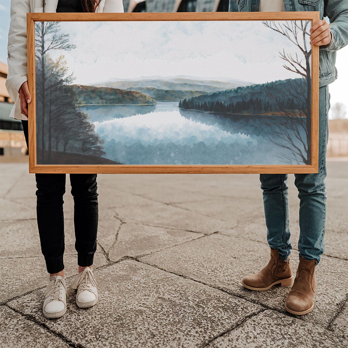 Blue Lake Art Framed Print Blue Lake Painting Lake House Decor Guest Room Landscape Painting Detroit Lake Painting - Image 5