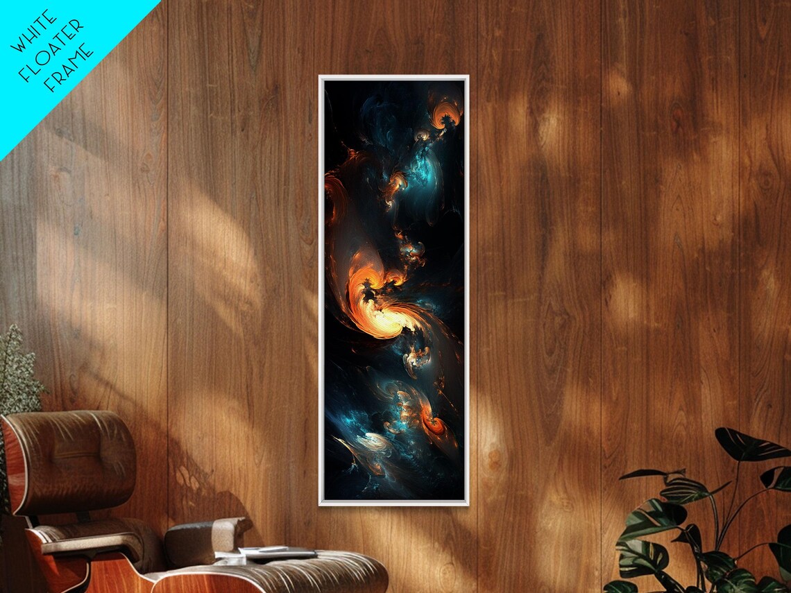 Radiant Sky Abstract Blue Wall Art Framed Print Coastal Decor Moody Wall Art Extra Wide Art Horizontal Panoramic - Image 4