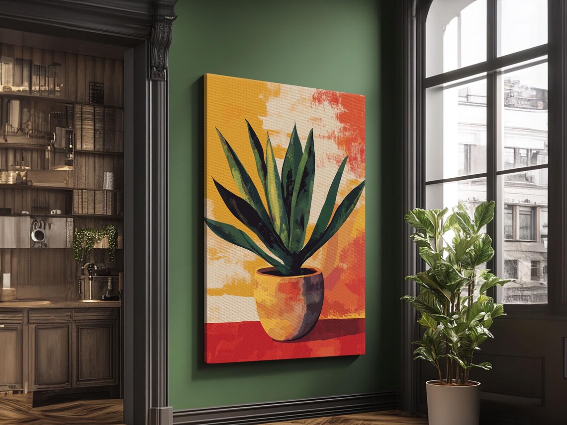 Colorful Agave In Terracotta Pot Southwestern Plant Wall Art Print - Image 6