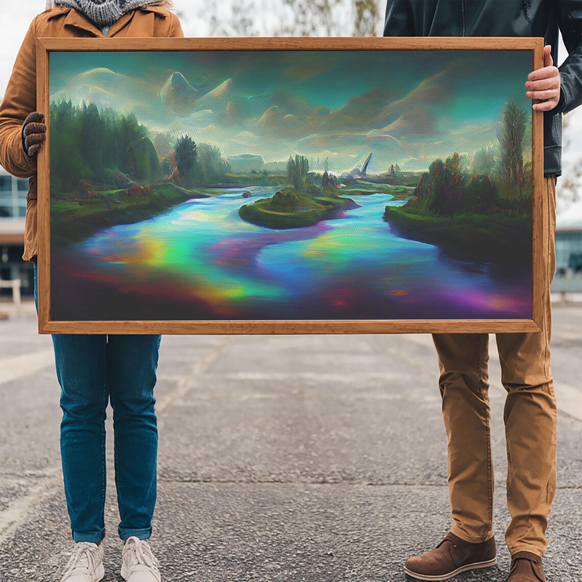 Psychedelic Trippy River Nature Art Print - Image 3