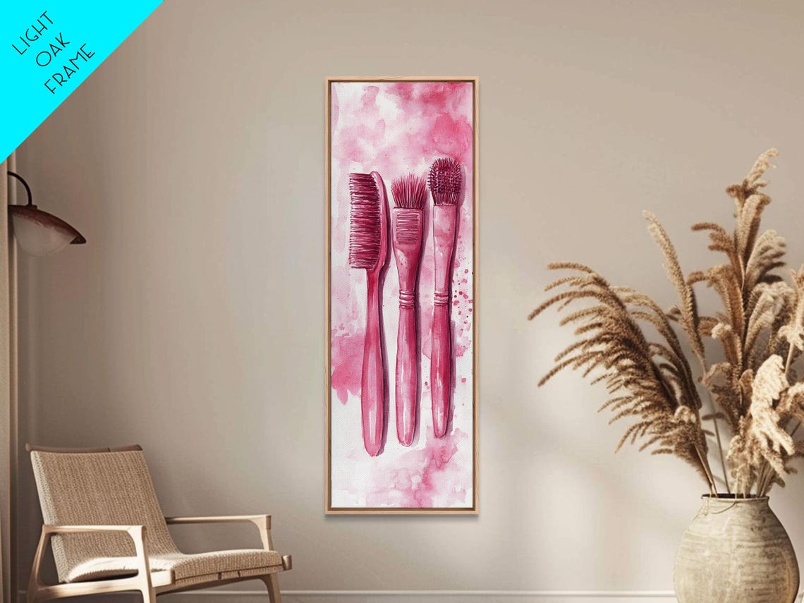 Pink Brush Abstract Art Framed Print Light Pink Rustic Wall Art Farmhouse Cottagecore Aesthetic Decor Vertical Gift Idea - Image 3