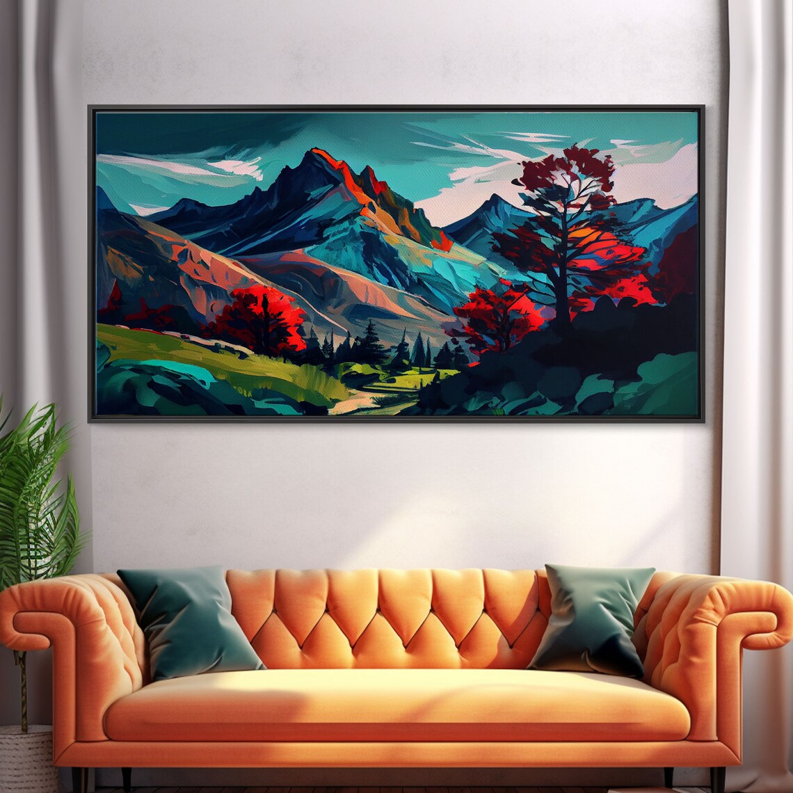 Watercolor Panoramic Landscape Art Print, Colorful Nature - Image 5