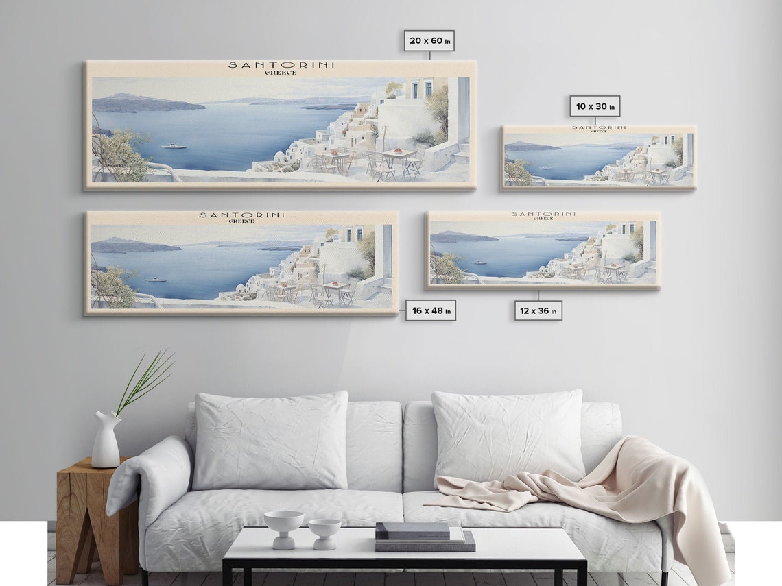 Santorini Greece White Village Caldera Sea View Panoramic Poster - Image 3